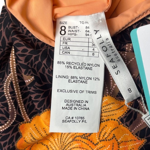 NWT $148 Size 4 US Seafolly Boheme Plunge Twist Front Maillot One Piece Swimsuit - Picture 5 of 8